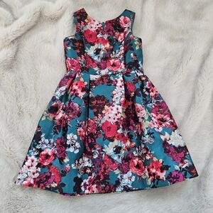 Pippa & Julie Teal and Pink Floral Dress Size 8